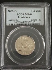 lot 2 image: 2002-D Louisiana State Quarter PCGS MS64