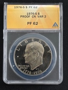 lot 8 image: 1976-S Eisenhower Dollar Proof ANACS PF62