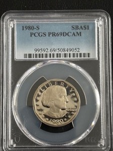 lot 9 image: 1980-S Susan B. Anthony Dollar Proof PCGS PR69 Deep Cameo
