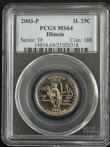 lot 10 image: 2003-P Illinois State Quarter PCGS MS64