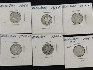lot 33 image: Mercury Dimes