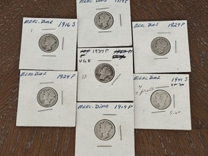 lot 36 image: Mercury Dimes