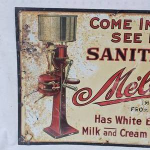 lot 30 image: Original Melotte Cream Seperator Advertising Tin Signage