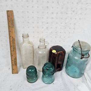 lot 50 image: Ceramic and Glass Insulators with Bottles