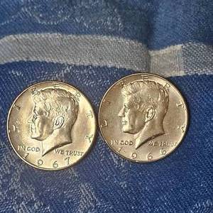 lot 82 image: 1966 & 1967 Kennedy Half Dollar, BU