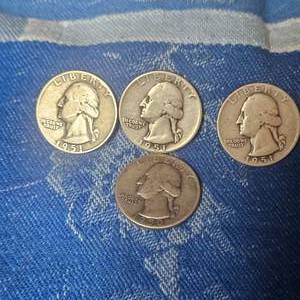 lot 75 image: 1950-D, (2)1951-D, 1951 Wash 25c, SIlver