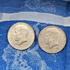 lot 110 image: (2)1967 Kennedy 50c Silver