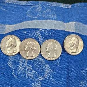 lot 125 image: (4) 1964-D Washington Silver 25c