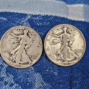 lot 127 image: 1939-D,1940 Walking LIberty Silver