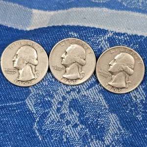 lot 135 image: 1952-D,1953,1953-D Silver Washington 25c