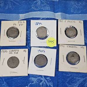 lot 145 image: (6)V-Nickels, 1899-1912