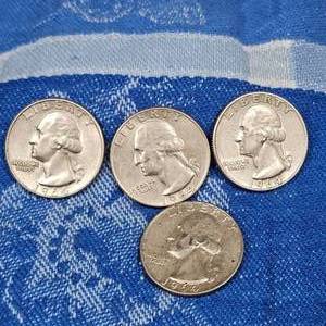 lot 118 image: (4)1960-D Washington 25c, Silver