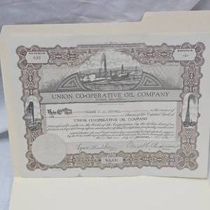 lot 172 image: Union Cooperative Oil Company Stock Share