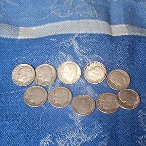 lot 69 image: (10) Silver Dimes Assorted