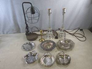 lot 67 image: (A-2) Lamps, Metal Trays and Brass ...