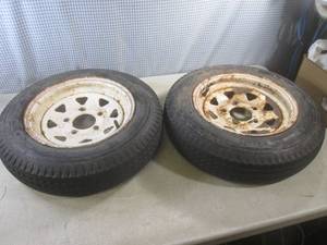 lot 94 image: (F-1) Pair of Trailer Wheels 5-Lug ...