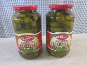 lot 179 image: (C-3) 2 Jars of Gedney Kosher Dill ...