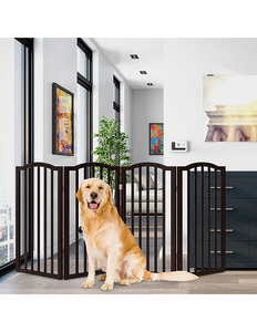 lot 4 image: PetMaker 73 x 32 Freestanding Pet Gate with Scalloped Top