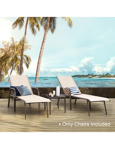 lot 21 image: 2-Pc. Set All-Weather Adjustable Chaise Lounge Chairs with Armrests