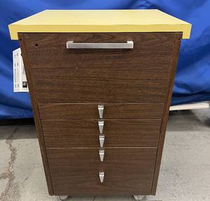lot 21 image: Mobile 5-Drawer Dental Storage Supply Cabinet With Slide Off Top & Power Supply - Excellent Condition Includes Dentsply AEU-20 Dental Endodontic DTC Digital Torque Control Motor System - Untested