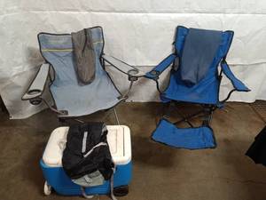 lot 19 image: Outdoor Camping Set with Cooler, 2 Folding Chairs & L.L. Bean Backpack