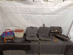 lot 32 image: Collection of Coolers, Portable Grills, and 2 Stadium Seats