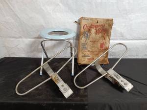 lot 42 image: Vintage RV Bike Rack and Portable Toilet Seat Combo