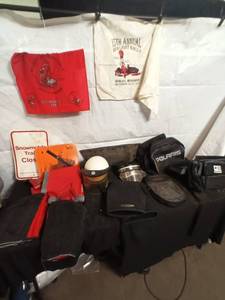 lot 97 image: Collection of Snowmobile Gear, Vintage Rally Memorabilia
