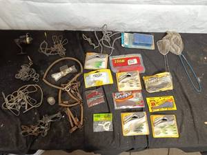 lot 101 image: Assorted Fishing Gear with Lures and Nets
