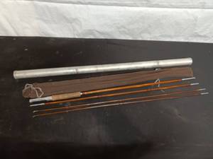 lot 121 image: Vintage Genuine Tonkin Split Bamboo Fly Fishing Rod with Case