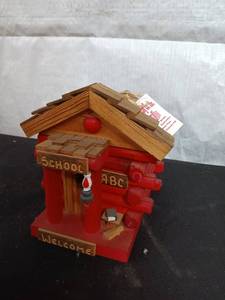 lot 135 image: Handcrafted Little Log Schoolhouse Birdhouse by Little Log Co. Inc.