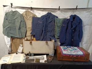 lot 150 image: U.S. Air Force Vintage Uniform Set with Travel Trunks and Memorabilia