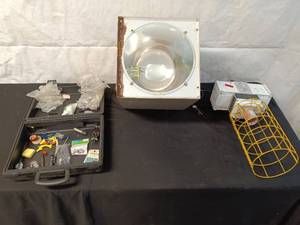 lot 180 image: Industrial Lighting Fixtures with Electrical Accessories Kit