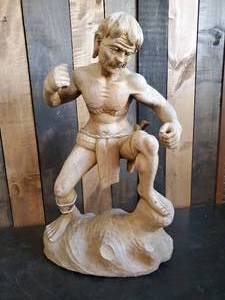 lot 5 image: Unique Very Large Wood Carved Native Warrior