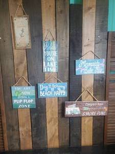 lot 25 image: Fun LakeBeachCamping wood Sign Lot