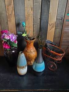 lot 53 image: Fun Decortative Lot of Vases and Small decorative Carriage