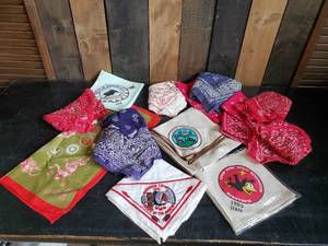 lot 75 image: Misc lot of Vintage collectible Hankerchiefs, Boy Scouts, Western and more