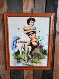 lot 82 image: Large Elvgren Pinup Girl Framed Picture