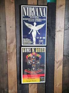 lot 99 image: Vintage Nirvana and Guns n Roses concert Framed Posters