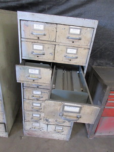 lot 140 image: VINTAGE, STEEL CATALOG CABINET