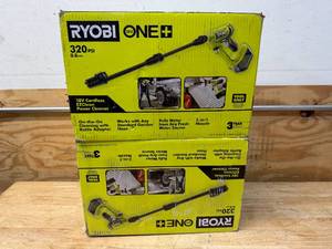 lot 85 image: Ryobi lot of 2 ONE 18V EZClean 320 PSI 0.8 GPM Cordless Battery Cold Water Power Cleaner (Tool Only)