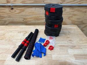 lot 44 image: BCBIG Adjustable-Dumbbells-Sets,Free Weights-Dumbbells Set of 2 Convertible To Barbell A Pair of Lightweight for Home Gym