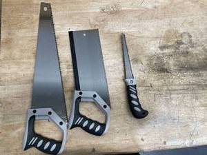 lot 183 image: Lot of 3 - Various Sized Handsaws