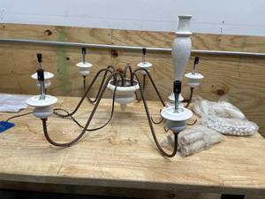 lot 192 image: JinYuZe Ceiling Light Chandelier, 6 Lights, White