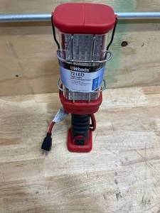 lot 30 image: Woods L1923 Red Handheld Hard Duty Led Trouble Work Light with Grounded Outlet (0710250)