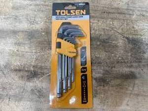 lot 61 image: TOLSEN 9pcs Ball Point Long Arm Hex Key Set (0710254.45)