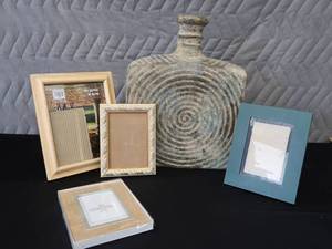 lot 17 image: LG CLAY VASE WITH FRAMES