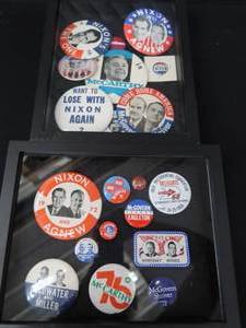 lot 20 image: COLLECTABLE POLITICAL BUTTONS IN SHADOW BOXS
