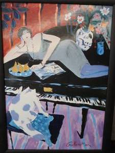 lot 25 image: FRAMED ART PRINT  WHIMSEY CAT