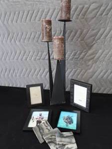 lot 27 image: UNIQUE CANDLE HOLDER PLUS FRAMES